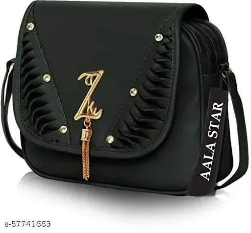 Black quilted leather crossbody bag with adjustable strap, gold zippers and a flap closure featuring the letter "Z