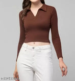 Girls solid cotton blend t-shirt, long sleeves, skin-friendly, ribbed, comfortable, great for casual wear