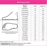 Bunny-colored shoes for boys, children's size chart ind.uk., 6-9 year age range, 3-5 inches length, mesh fabric material, black soles