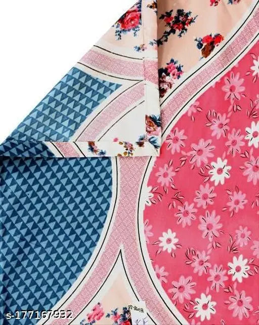 Premium pink cotton elastic fitted bedsheets with 2 king size pillow covers, superfine floral design, ideal for summer use