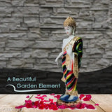 Resin and marble dust Buddha statue, 10cm x 38cm, ideal for living room showpiece as Christmas or housewarming gift