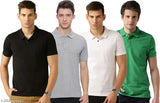 Multicolor cotton blend short sleeves polo t-shirts pack (4), premium quality, men's casual partywear design, ideal for day-to-night events