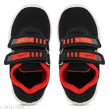 Black red light-up velcro casual sports shoes for little kid