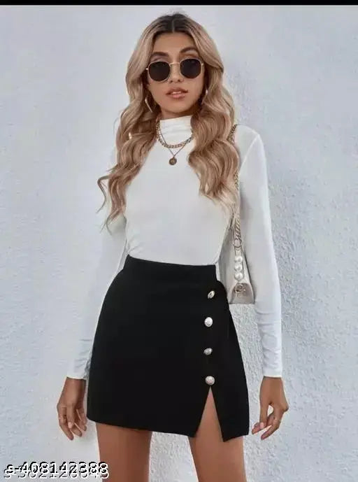 Black skirt, white blouse, cocktail party outfit