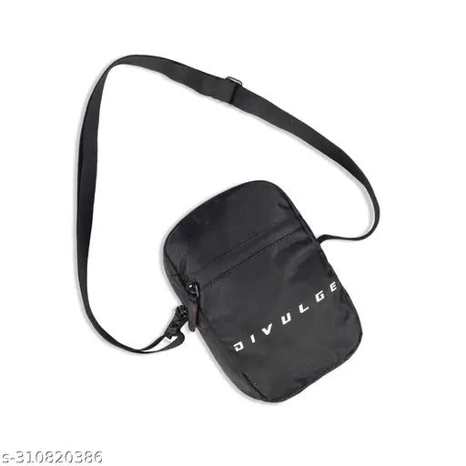 Black sling bag with a zipper, suitable for running or carrying essentials while on the go