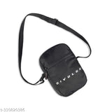 Black sling bag with a zipper, suitable for running or carrying essentials while on the go