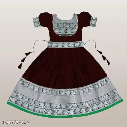 Vintage silk Anarkali gown for girls, short sleeves, suitable for weddings and special occasions