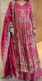 Designer chiffon party gown with sharara collection, heavy embroidery work, and matching dupatta, pure heavy Chinnon silk from India
