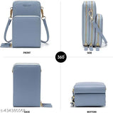 Black leather double zip crossbody cell phone bag with credit card slots