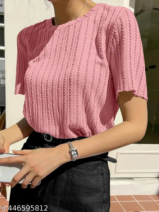 Wool long-sleeved self-design classic fashion T-shirt for women, XS to XL sizes