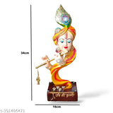 Premium resin Krishna idol for home decor, 11.5x11.5x34 cm, Indian art piece adds spiritual ambience