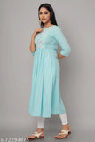 Rayon embroidered women's anarkali party kurta, XL size, India origin