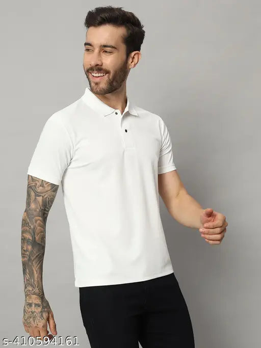 Cotton blend Men's polo neck t-shirt | Solid design, short sleeves, M, L, XL, XXL sizes | India