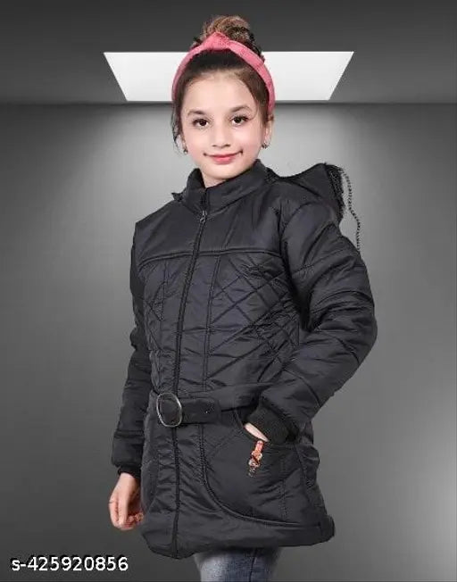 Black puffer jacket with belt, Nadwi collection