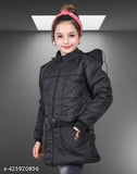 Black puffer jacket with belt, Nadwi collection