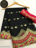 Black Bhagalpuri net saree with zari embroidered blouse, traditional Indian wear for women