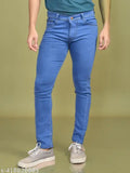 Men's reversible blue denim jeans with white trim