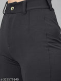 Comfy cotton-blend trousers for women, solid net, belt loop waistband