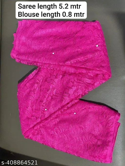 Alluring net saree in single size, free-flowing self-design pattern, handcrafted Indian net blouse with running blouse fabric