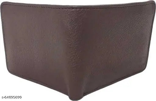 Brown faux leather casual wallet, 3 compartments, 3 card slots, 1 zip coin pocket, free size (10cm x 2cm) - SONRISA PU wallet from India