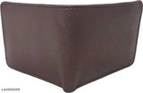 Brown faux leather casual wallet, 3 compartments, 3 card slots, 1 zip coin pocket, free size (10cm x 2cm) - SONRISA PU wallet from India