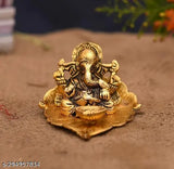 Metal hand-carved Indian Lord Ganesha diya statue, 9cmx5cmx12cm