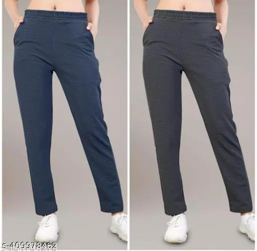 Soft lycra Women TracPants, best for casual wear and yoga. Pack of 2, ideal for versatile workouts and leisure