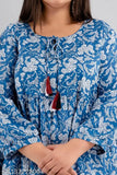 Stylish blue and white kurta with short sleeves