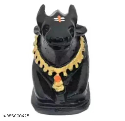 Black polyresin handcrafted Tilak Nandi Maharaj idol for Shivling pooja, hand-painted with intricate detailing, ideal for temple worship