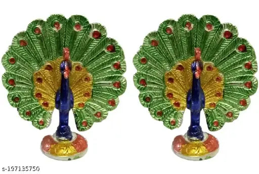 Brass Peacock Showpiece - handcrafted, vibrant, Indian home decor sculpture (8cm x 9cm)