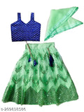 Taffeta silk sleeveless Lengha choli, net dupatta set for kids (6-8 years), embellished and stitched, ready-to-wear Indian fashion