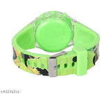 Green and black color changeable light disco glowing watch for kids, adjustable strap for wrist size