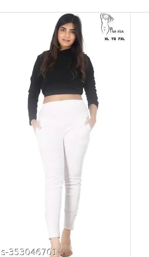 Solid cotton black and white cigar pants for women, two sizes available - versatile trousers for casual and stylish wear