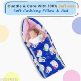 Blue cotton unisex baby pillow, 0-9 months 3-in-1 sleeping bag & carry nest