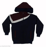Boys winter jacket, black and blue, with zip closure