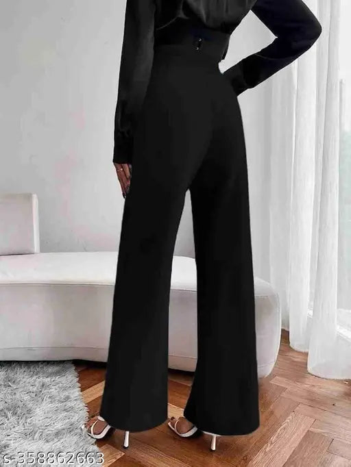 Black polyester blend casual pants, 38 inches waist size