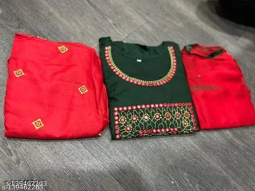 Red saree, black blouse with gold details and dupatta set, traditional wear women's fashion