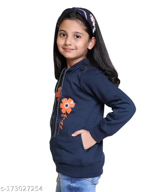 Kids wool hoodie sweatshirt, printed net design, long sleeves, size: 3-4 Years (India)