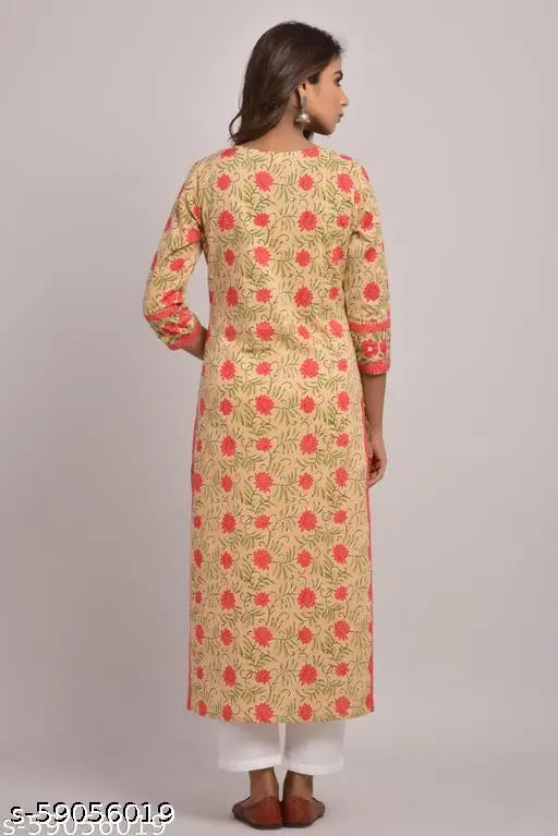 Pink Beige plus size women's straight kurta, pure cotton with printed combo. High-quality Indian product for XXL, XXXL, 8XL, 9XL