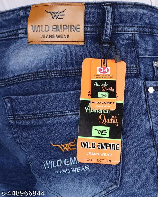 Men's mid rise blue denim jeans, designed for various occasions