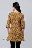 Rayon V-Neck Floral Printed Short Kurta, three-quarter sleeves, women's & girls sizes S-XXL, Indian casual & office wear