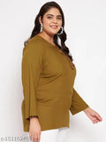 Rayon plus size women's top, stylish and comfortable, solid color, XL to 5XL