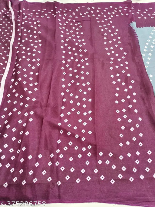 Chiffon silk printed saree with running blouse, vibrant Indian fashion accessory