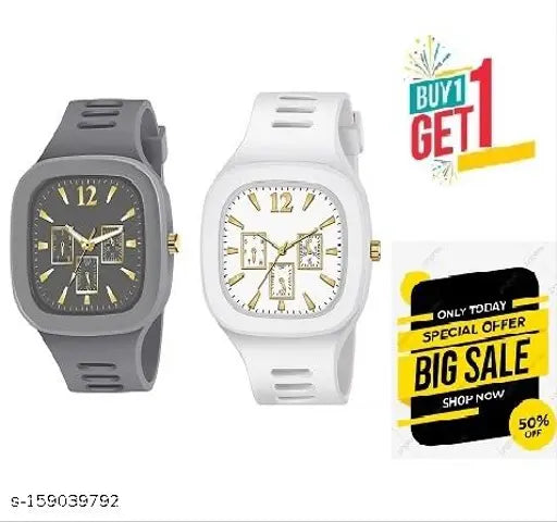 Men's analog watches, gold-toned with black straps
