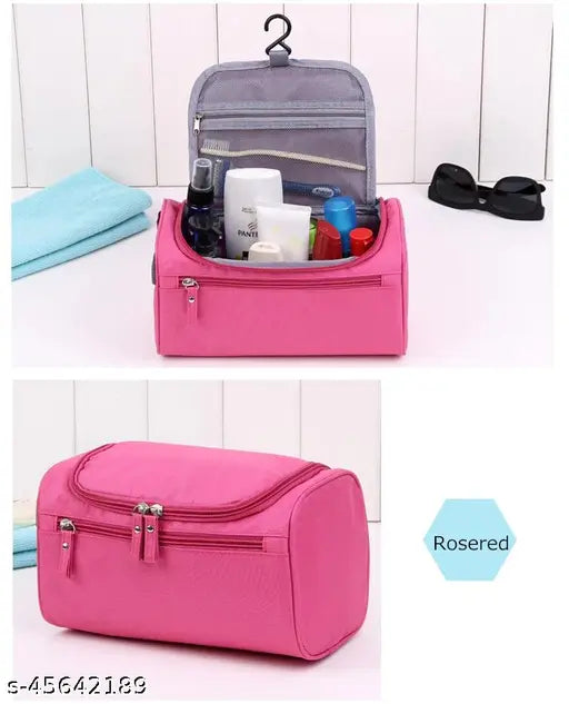 Elegant solid pu pouches & potlis, large zip compartment for hygiene items, multi-functional cosmetic organizer