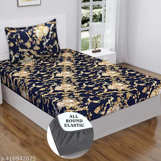 Heavy quality mix cotton, soper soft fabric, all-round elastic fitted single bedsheet with king size zipper pillow cover (72 x 48 x 10 inches). Indian-made, long-lasting, no color bleeding, no allergies. Super fine thread count 280, suitable for adults in summer