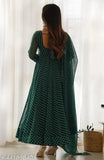 Women's long-sleeved printed georgette gown with dupatta, traditional Indian fashion in S-50" to XXL-53", 2m dupatta