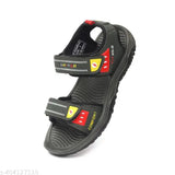 Black and red kids trendy sandals with straps
