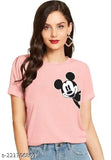 Stylish SIDE MICKEY printed 100% cotton t-shirt for women, perfect summerwear in various sizes (S-XL)
