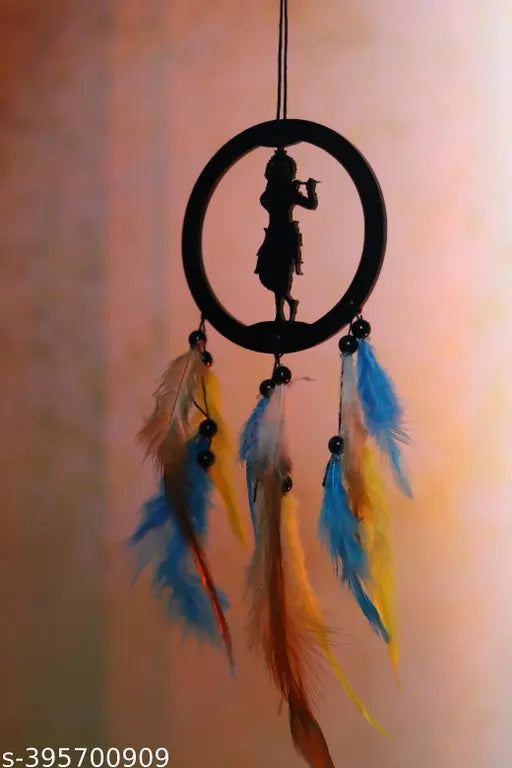 Krishna car hanging dream catcher, plastic religious product with 10" length and 20" height, ideal for all purpose car decorations